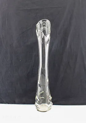 Vintage Viking Glass MCM HUGE Swung Clear Glass Vase OVER 23  TALL • $213.74