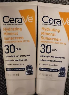 (2 Pack) CeraVe Hydrating Mineral Sunscreen Body Lotion SPF 30 5 Oz • $18.55