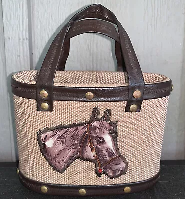 Vintage Horse Purse Drawstring Closure Equestrian Collection Handles • $24.70