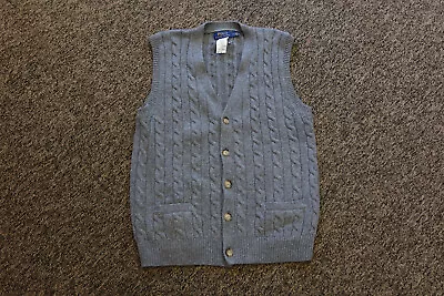 ~ SAMPLE ~ Polo Ralph Lauren Mens Wool / Cashmere Cable Knit Vest MEDIUM - Gray • $19.95