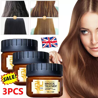 3pcs Keratin Protein Collagen Hair Mask For Dry Damaged Hair Repair Treatment • £12.95