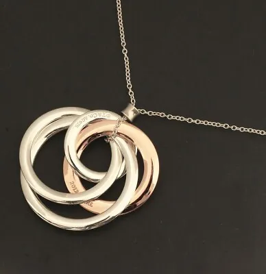 £349.50 • Buy TIFFANY & Co. 1837 Interlocking Large Circles Silver Rubedo Metal Necklace