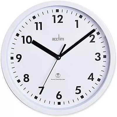 Acctim Nardo 20cm Radio Controlled Analogue White Wall Clock 74662 • £18.20