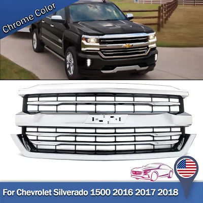 For 2016-18 Chevrolet Silverado 1500 Chrome Front Bumper Grille LTZ High Country • $189.03