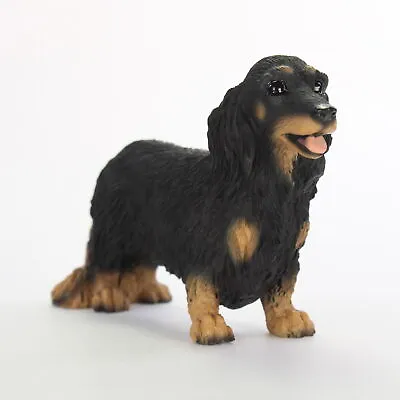 Dachshund Figurine Hand Painted Collectible Statue Black Long Hair • $23.99