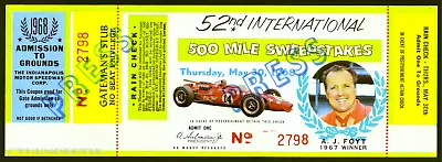 1 1968 INDIANAPOLIS INDY 500 AUTO RACING UNUSED FULL TICKET  Laminated Reprint • $9