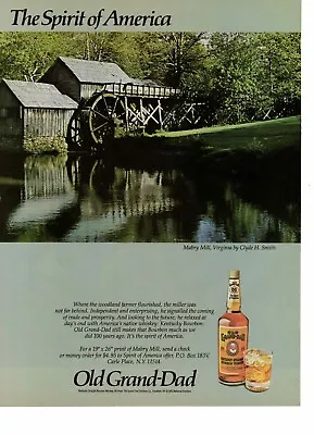 Vtg Print Ad 1983 Old Grand-Dad Spirit Of America Mabry Mill Virginia Whiskey 1 • $6.86