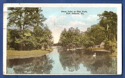 Swan Lake City Park 1920  Postcard SH Kress New Orleans La • $5.75