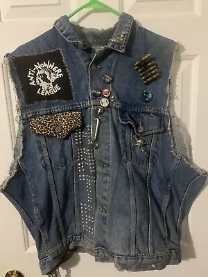 Vintage Crust Punk Goth Patched & Studded Battle Vest • $225