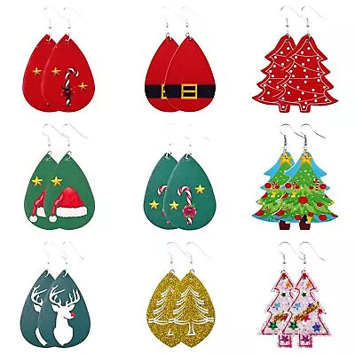 9 Pairs Women Girls Leather Christmas Tree Elk Dangle Hook Earrings Holiday Gift • $12.99