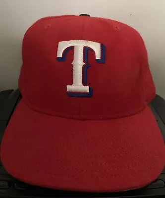 Vintage 90's Texas Rangers New Era 59Fifty Pro Model Fitted Hat Size 7 1/2 Wool • $24.99