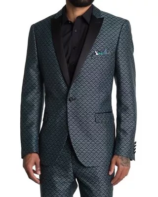 Paisley & Gray Men’s Slim Fit Grosvenor Peak Tuxedo Jacket Blazer Black Mint 40R • $59.99