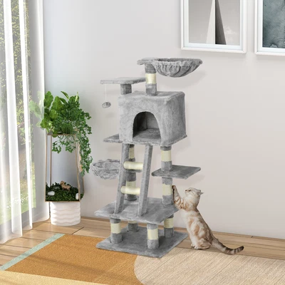 £51.99 • Buy 125cm Plush Cat Tree Activity Center Sisal Rope Scratching Posts Hanging Ball