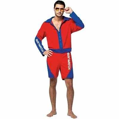 Baywatch Male Lifeguard Suit Adult Costume Red/Blue Jacket Rasta Imposta OS • $38.88