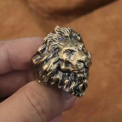 LINSION Rings Brass Lion Ring Mens Biker Punk Jewelry BR128D US Size 7~15 • $34.99