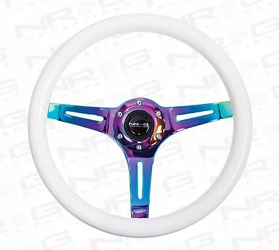 $136.50 • Buy NRG Steering Wheel 350mm Luminor WHITE & GLOW In The Dark Wood NeoChrome Spokes