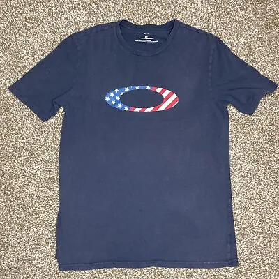 Oakley Red White Blue Flag T Shirt Blue Mens Small Regular Fit 4th Patriotic • $7.99