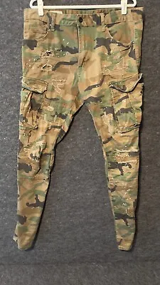 Smoke Rise Jeans DNM Company 38x34 Camo Cargo Distressed Skinny Y2K 2000s Skater • $31.50