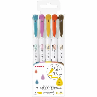 $13.95 • Buy Zebra Mildliner Brush Deep And Warm Colour Set (5/pk) WFT8-5C-RC