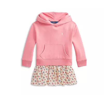 Polo Ralph Lauren Girls' Fleece Hoodie Dress Pink Size 5 4291 • $29.25