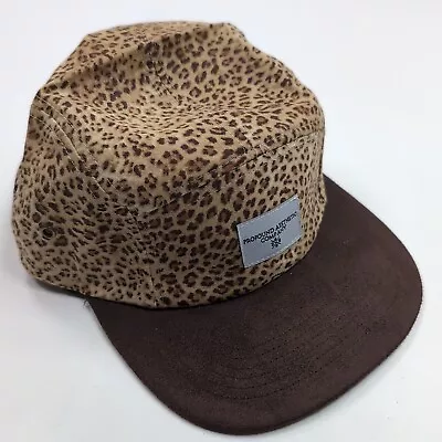 Profound Aesthetic Company Five Panel Leopard Print Leather Strap Flat Brim Hat • $19.99