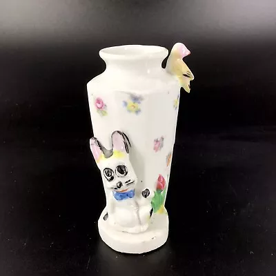 Vintage Mini Bud Vase Cat Rabbit Bird Floral Porcelain 4” Made In Japan • $9.99