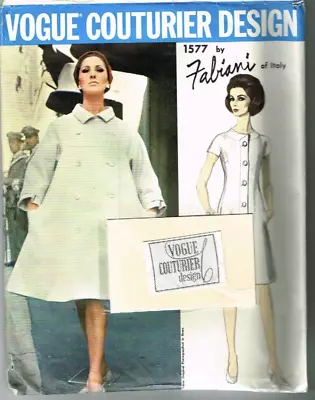 Fabiani Coat Vogue Couturier Design Pattern 1577 Sz 10 1960's Vintage W Label • $59.49