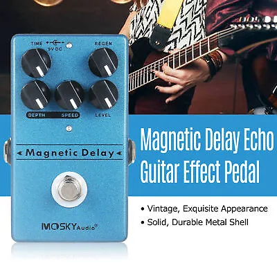 Magnetic Delay Echo Guitar Bass Effect Pedal Time Depth Rate Regen Level V5G3 • $27.99