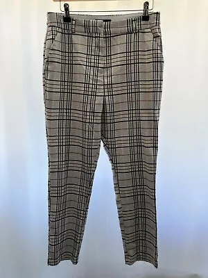 Trousers F&F Size 10 L27” White Check Polyester Slim Leg Womens • £6.39