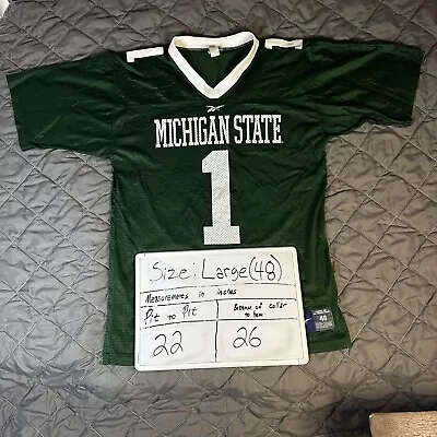 VINTAGE Michigan State Spartans Jersey Mens Large Green Reebok Football Lansing • $34.99