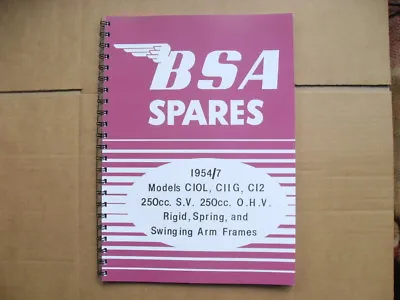  Bsa Parts Book For C10lc11gc12  For 1954 To 1957 Models • $26.60
