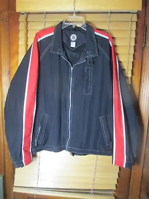 Marlboro Unlimited Men's XL Black Nylon Full Zip Windbreaker Jacket Logo Patch • $19.99