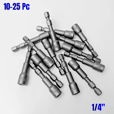 1/4  Nut Driver With Magnet Impact Rated Screwdriver Bits - 10-25 Pc • $15.76