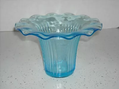 Blue Mayfair Open Rose Depression Glass 5 3/8  Sweet Pea Vase Anchor Hocking  • $95