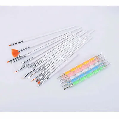 £3.20 • Buy 20PCS Gel Nail Art Brush Set Dotting Painting Drawing Polish Brushes Pen Tools