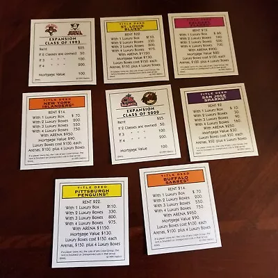 Vintage Hasbro 1999 Monopoly NHL Collectors Ed Replacement Parts  Team Cards  • $14.99