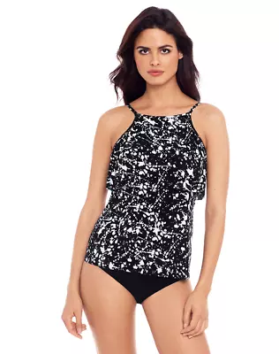 *Magicsuit Julia Underwire Tankini Top Black White Splatter 12 NWT • $108.76