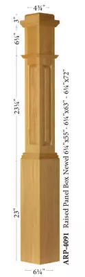 ARP-4091 Amish Made Red Oak Actual Raised Panel Box Newel Post • $335