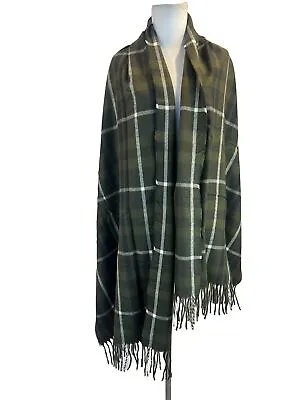 Asos Design Green Check Fringe Blanket Wrap Scarf One Size New • $13.99