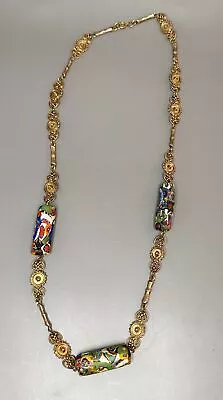 VINTAGE NECKLACE ANTIQUE VENETIAN AFRICAN TRADE BEADS MURANO Murrine Millefiori • $24.99