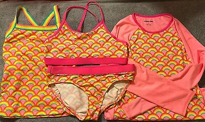 Girls Rash Swim Sun UV Bikini Tankini Set Age 14 • £3