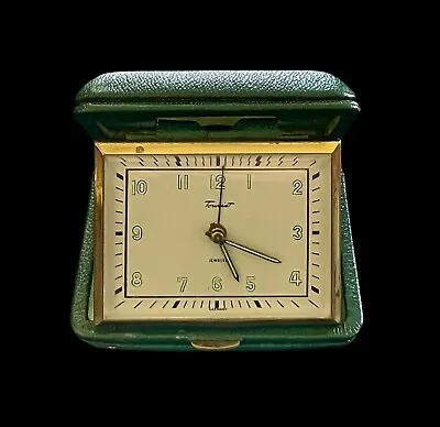 Vintage Tourist Seven Jewels Leather Wind Up Travel Alarm Clock Made In Germany • $22.99