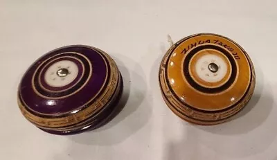 Vintage Carved Wood Painted Souvenir Yo-Yo Mexico Set Of 2 From Zihuatanejo • $9.11