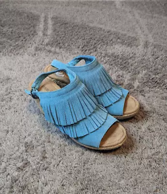 Minnetonka Sandals Ashley Wedge Suede Espadrille Boho Fringe TRQ Women Size 8 • $24.99