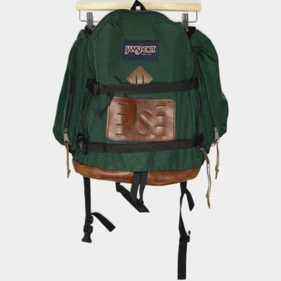 $76.99 • Buy Vintage 90s Jansport Backpack Green Leather Bottom Day Pack Hiking Made In USA