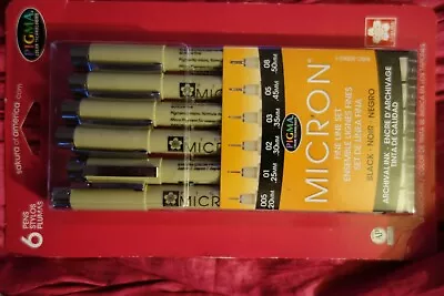 Sakura Pigma Micron Pens 6 Black  • $16.99