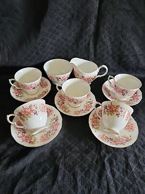 5 X Colclough Wayside Honeysuckle Tea Cups And Suager Bowl And Milk Jug • £8.99