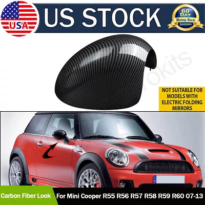 Right Door Mirrors Cover Cap For Mini Cooper R55 R56 R57 R58 R60 R61 Carbon Look • $21.71