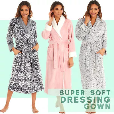 £16.99 • Buy Ladies Longline Dressing Gown Plush Fleece Super Soft Long Robe Sizes XS/S - 3XL