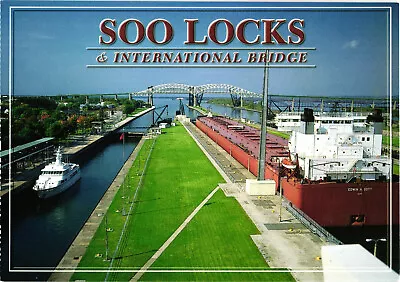 Soo Locks & International Bridge Sault Ste. Marie Michigan Postcard Unposted • $4.99